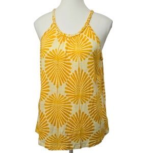 Joie botanical yellow halter neck sleeveless 💯% linen blouse, sz M (PTP 19")